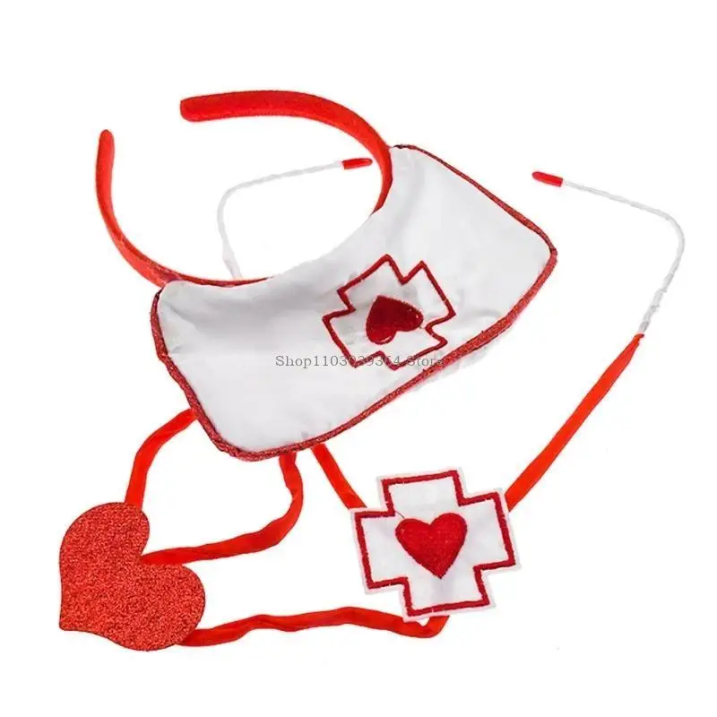 Krankenschwester Cosplay Accessoires, Frauen Halloween Krankenschwester Cosplay -Set, Krankenschwester Cosplay Set Nurse Schürze