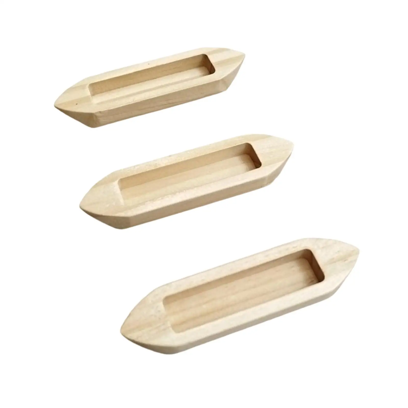 3Pcs Wooden Boat Craft Nautical Fishing Canoe,Unfinished,Wood Boat Model,for Office Bookshelf Bathroom Decor Housewarming Gifts