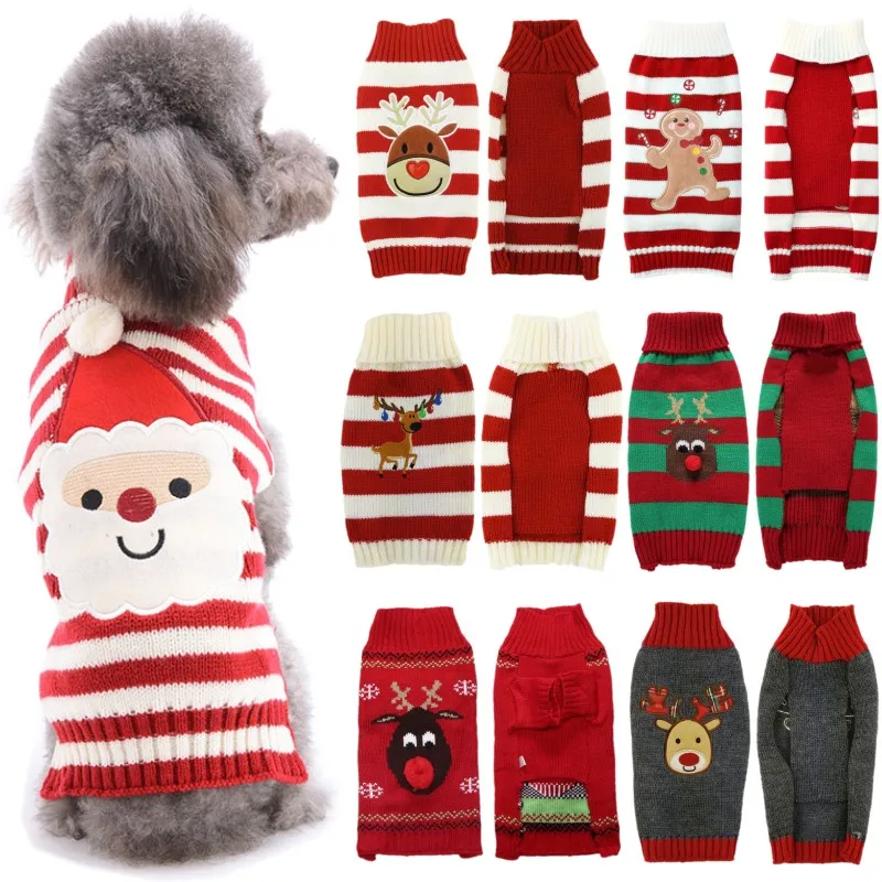 Pet Dog Knitted Sweater Christmas Deer Dog Clothes Winter Puppy Turtleneck Fashion Cat Sweater Pet Pullovers Chihuahua Clothes