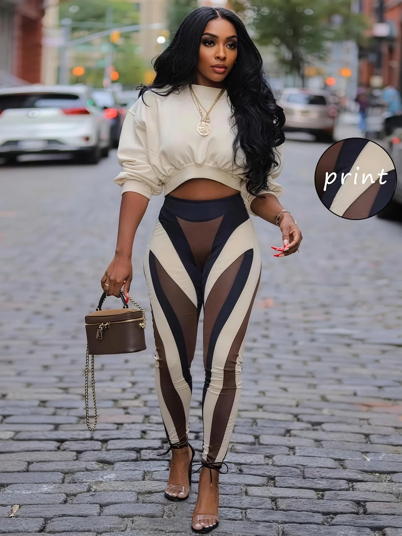 High‑Waist Printed Pants, Fashion Casual Leggings, Stretchy Trousers for Home & Outdoor, All‑Season Pants for Yoga Running Work