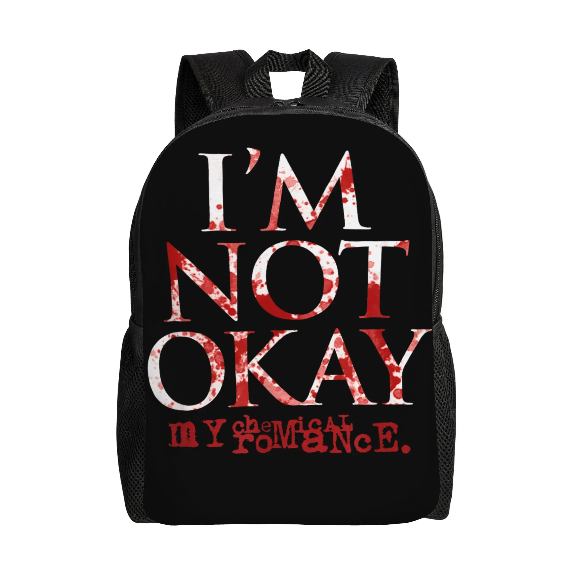 Mochila I'm Not Ok My Chemical Romance, mochilas diarias, mochilas escolares de moda para niños y niñas, mochila grande colorida