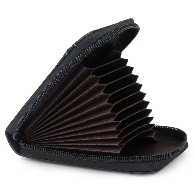 

RFID Blocking Leather Wallet for Men Women, 12 Card Slot Accordion ID Driver License Holder, Thin Minimalist Credit Card Organiz