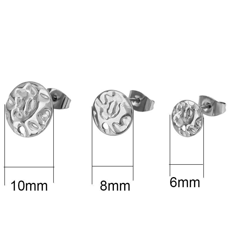 20pcs PVD Never Fade Stainless Steel Earrings Studs With Hole Bulk Anti Allergy Earring Hooks Making Backs For Jewelry Supplies
