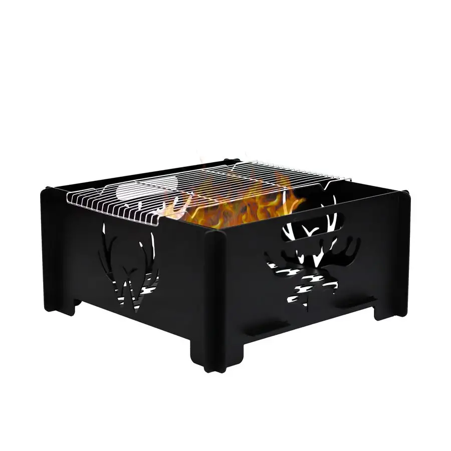 

inch Portable Fire Pit with BBQ Grill for Collapsible Plug Fire Pit Suitable for Camping, Picnics, Courtyards, Garden Bonfires a