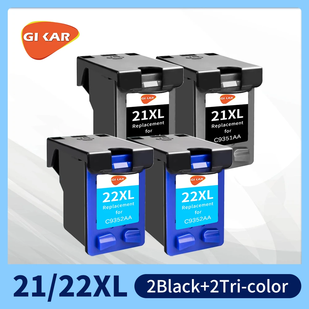 GIKAR  Ink Cartridge for HP 21 22 21xl 22xl C9351A C9352A for F380 F2100 F2280 F4100 F4180 F4140 F4172 F4180 F4190 Printer