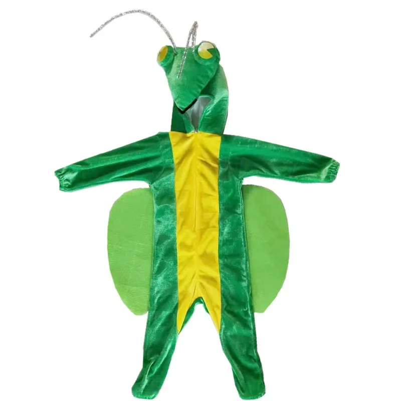 Golden Velvet Pajamas Praying Mantis Animal Insect Fancy Dress Jumpsuit Children Adults Gifts Cosplay Halloween Costume
