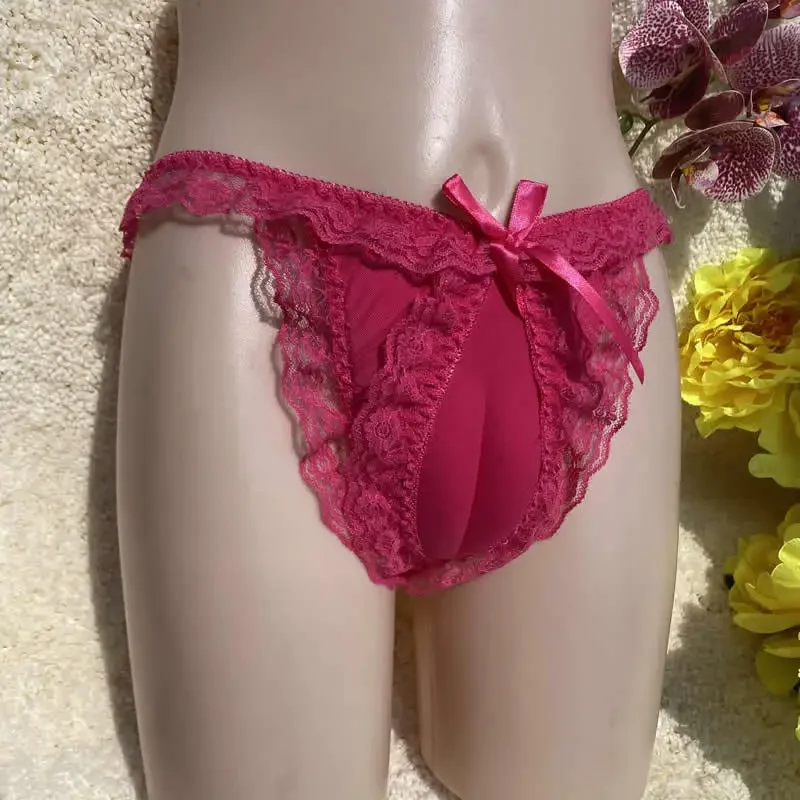 Bowtie Camel Toe Control Panty Lace Hiding Gaff Underwear Crossdresser Transgender Sissy Panties Shemale Ladyboy LGBT Thong
