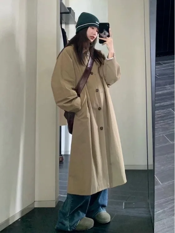 الكورية Sle المرأة معطف طويل ربيع الخريف جديد Sle حجم صغير ular قطع التسمية منتصف طول سترة واقية Jaet