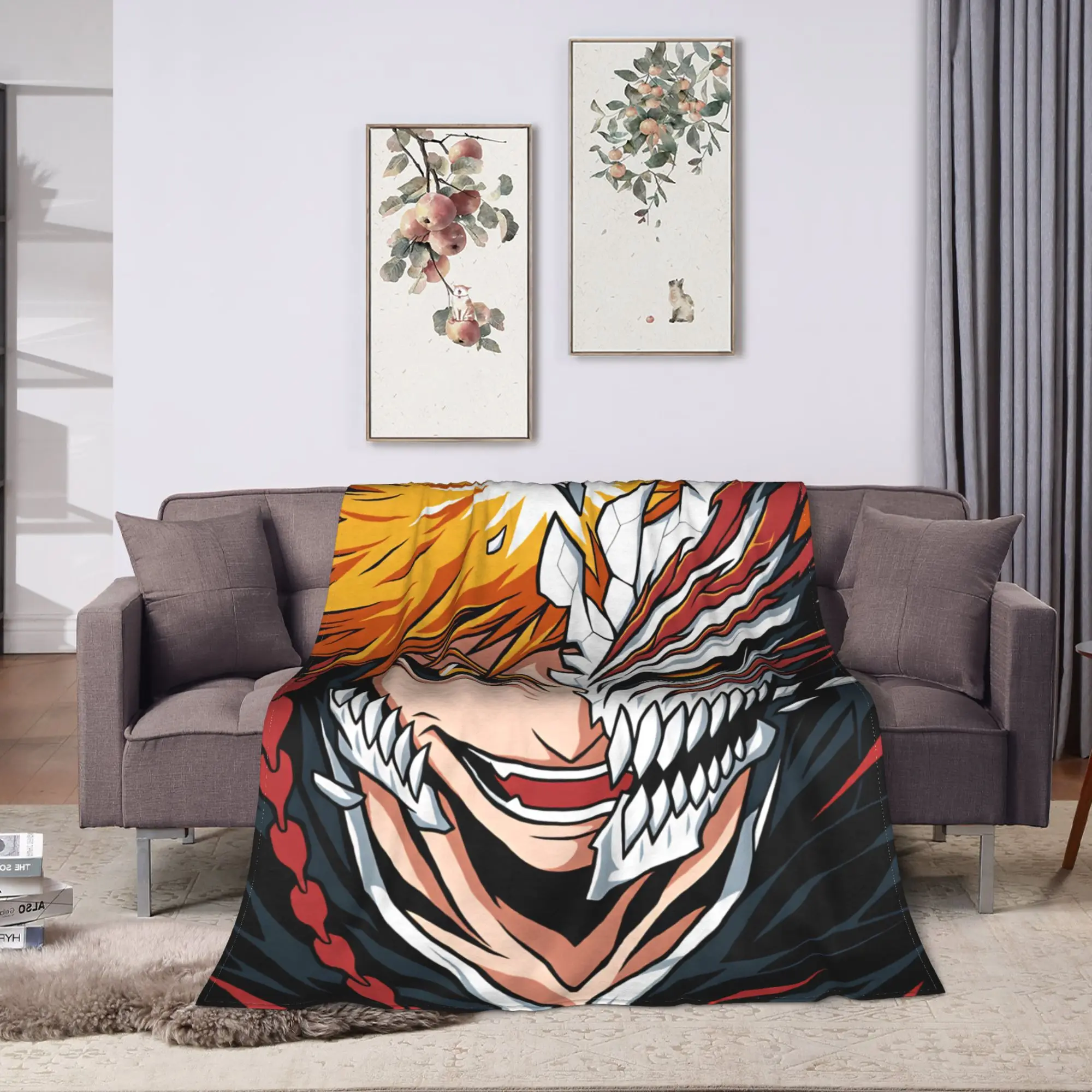 Bleach Kurosaki Ichigo Anime Cartoon Blanket Quality Warm  Throw Blanket Winter Airplane Travel Outdoor Print Bedspread