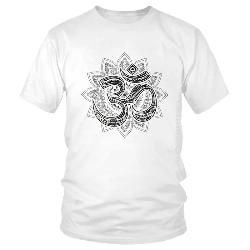 Om Aum Symbol Goa T Shirts Men Fashion T Shirts Namaste Buddhism Hinduism Tshirts Cotton Oversized Tee Tops Clothes