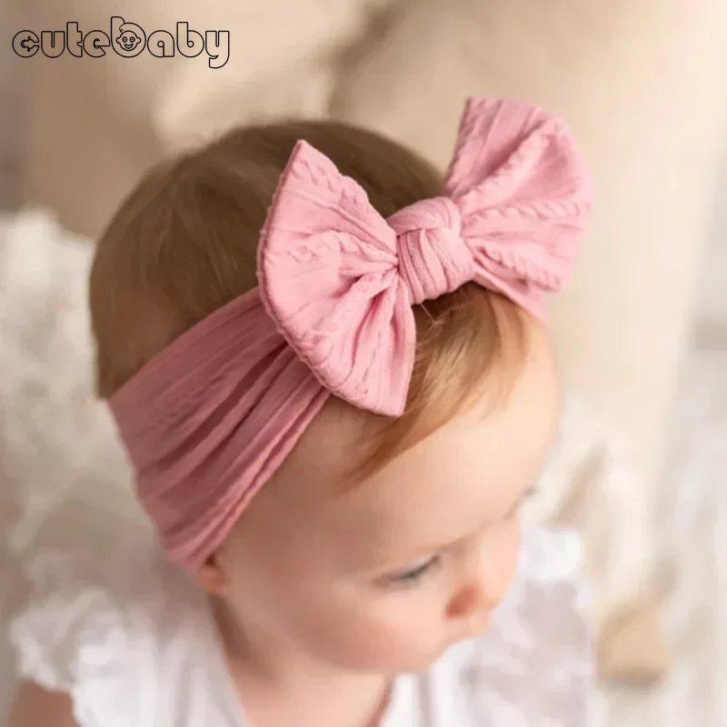 1PCS Newborn Baby Headband For Girls Elastic Knit Children Turban Baby Bows Soft Nylon Kids Headwear Hair Accessories 32 Colors