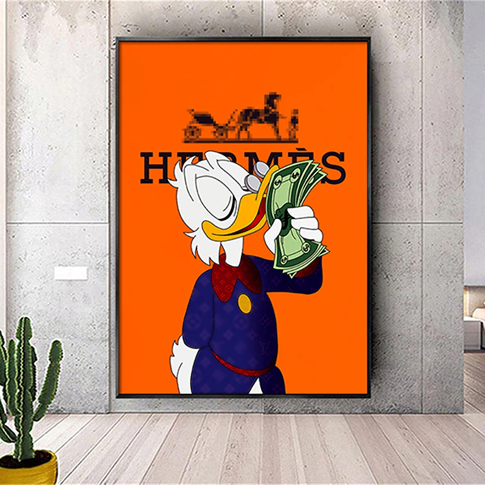 Scrooge Mcduck Motivational Poster Modern Luxury Wall Art Canvas Painting Print Pop Pictures for Living Room Home Decor Cuadros