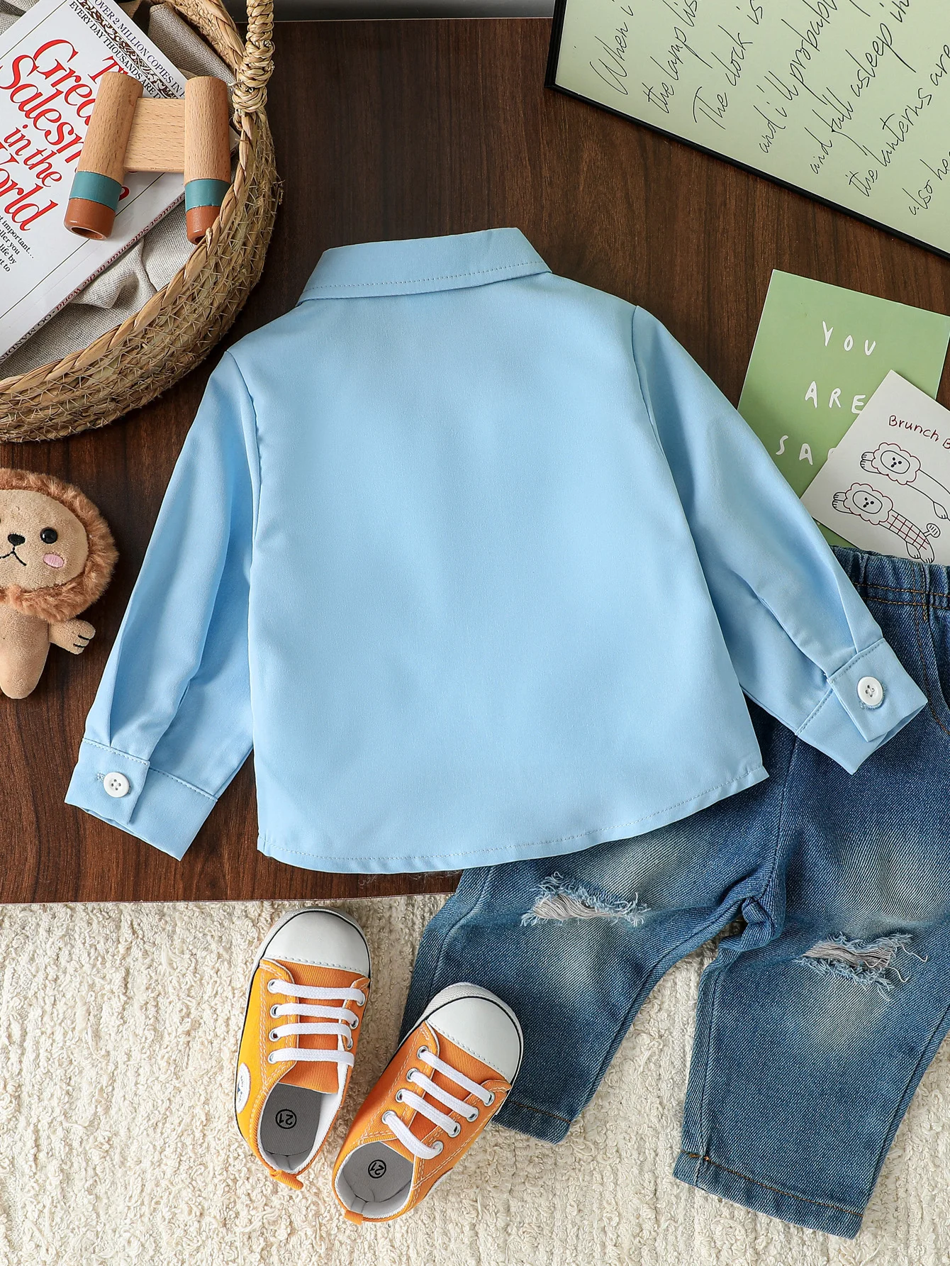 2025 New Spring Autumn Baby Boys Long Sleeve Blouses & Shirts Korean Version Cartoon Dinosaurs Printing Cute Lapel Tops