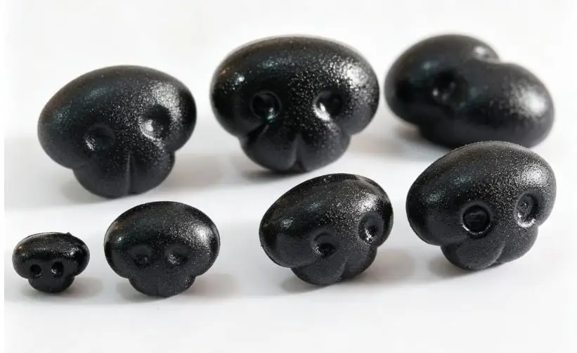 60 Stück schwarze Kunststoff-Sicherheitsnasen & harte Unterlegscheiben für Spielzeugtiere, Größen 7x10mm 8x11mm 12x15mm 14x18mm 15x20mm 17x22mm 18x24mm – Detail 3