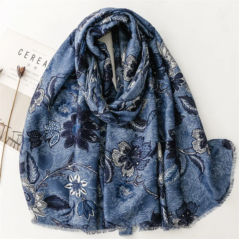 Aztec Ethnic Lovely Floral Fringe Viscose Shawl Scarf Winter High Quality Wrap Pashmina Stole Bufandas Muslim Hijab 180*90Cm