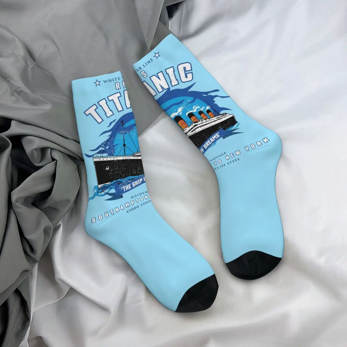 Cozy Female Male Socks White Star Line RMS Titanic Accessories Warm The Ship of Dreams Boys Kids Gift Sport Socks Autumn Winter