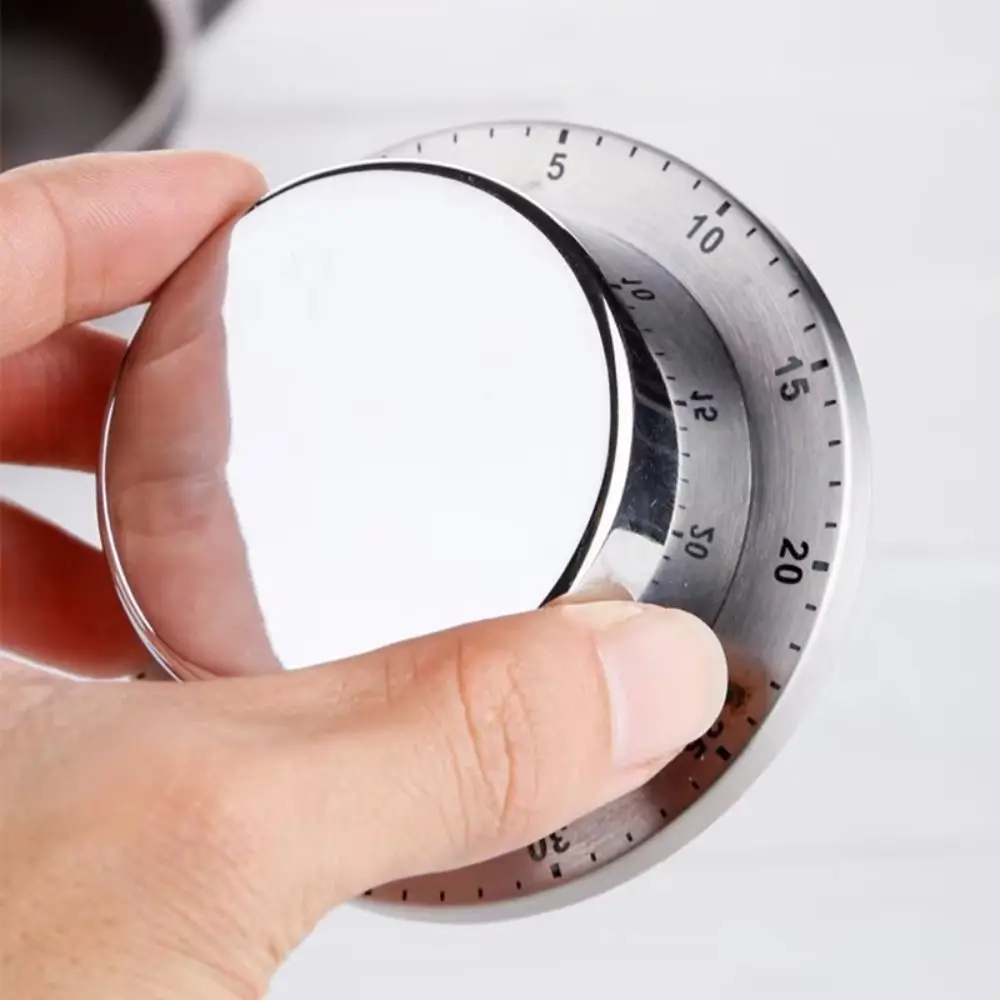Study Kitchen Timer Stainless Steel Mechanical Alarm Clock Strong Magnetic Base Time Management Countdown Timer Learning