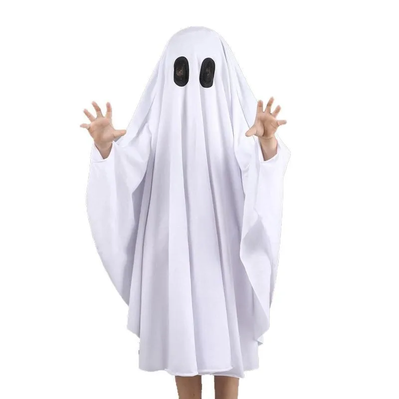 Halloween Cloak White Ghost Pullover Cloak Horror Party Dress Up Cape Cosplay Costume