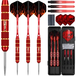 Cyeelife 24g profession elles Dart-Set 3 Stück Stahls pitze Darts Flüge Anti-Fall Hard Dart reines Kupfer Dart fliegen für Darts cheibe rot