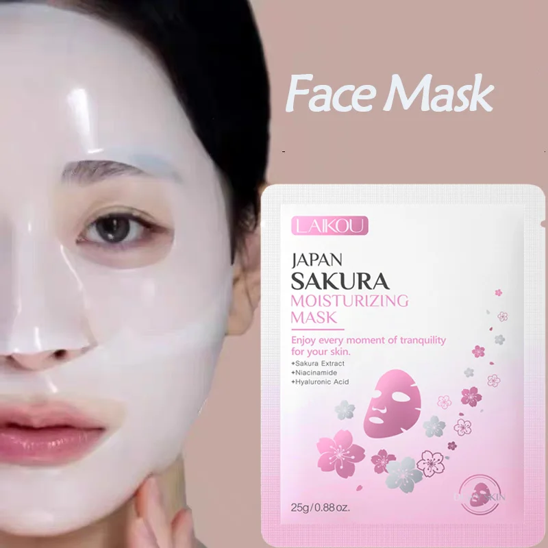 Laikou Sakura Hydrating Facial Mask Sheet Masks for Face Hydrating Shrinking Pores Moisturizing Face Masks Skin Care Cosmetics