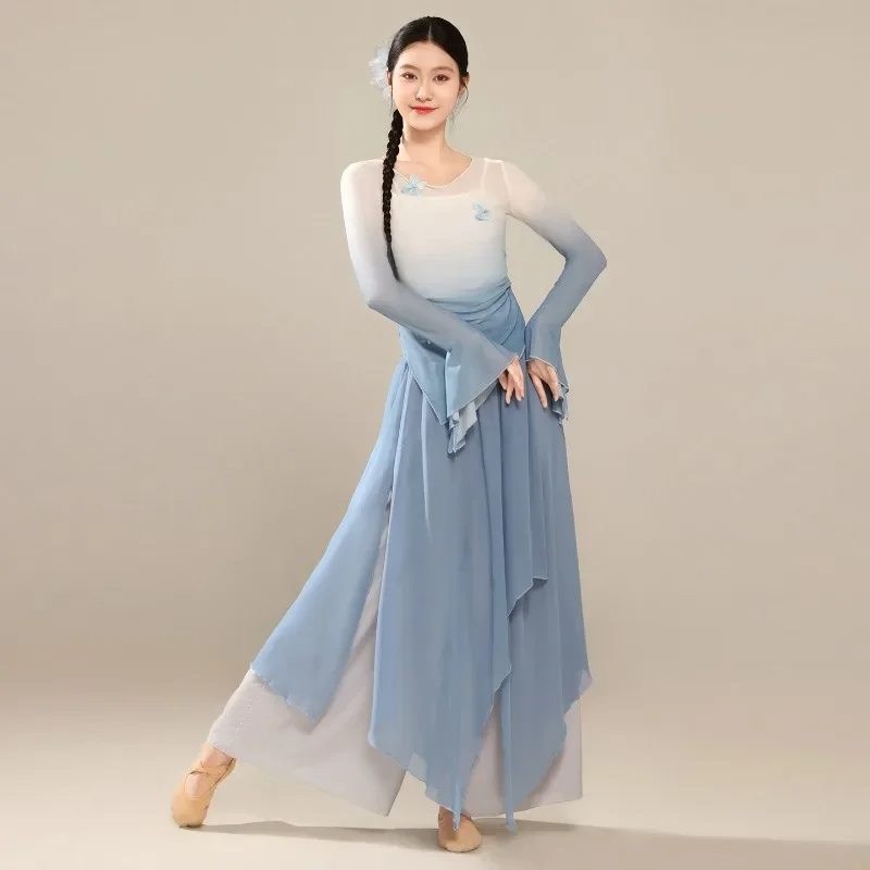 Traditional Chinese Folk Dance Costume Classical Yangko Clothing National Umbrella Fan Dance Ancient Hanfu Performance Stage