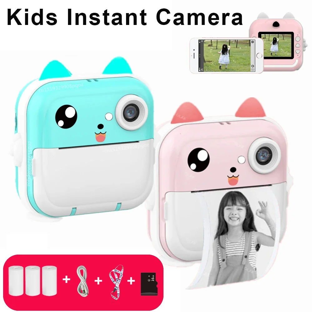 KSTOP Kids Digital Photo Camera Children Instant Print Camera Thermal Printer Video Recording Photo Camera With 32G Memory Card