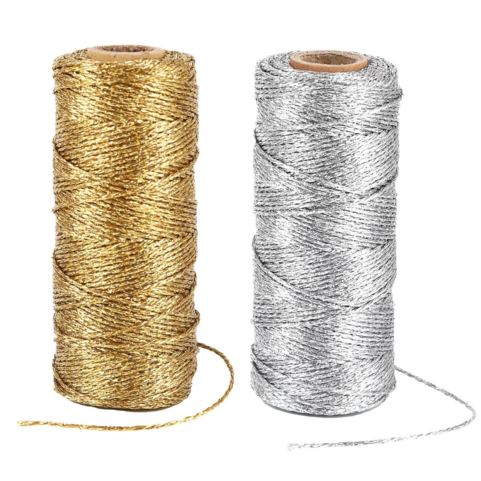 100M 1.5mm Gold Silver Metallic Cord Non-Elastic String Rope Christmas Gift Wrapping DIY Crafts Jewelry Making Hanging Tag Decor