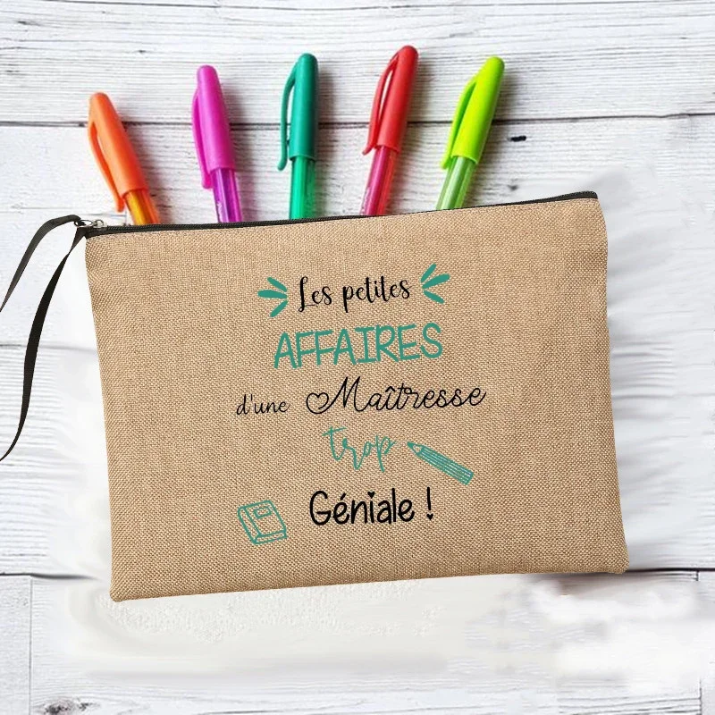 Merci Super Maîtresse Cosmetic Bags Makeup Bags Gifts for Maîtresse Teacher's Storage Pouch Travel Toiletries Organizer Zipper