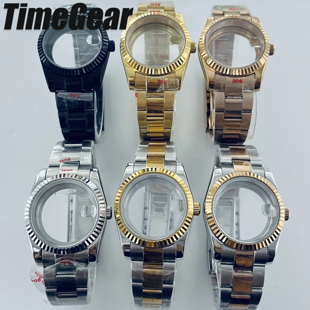 Hochwertiges 36mm/40mm geriffeltes Gehäuse mit Saphirglas, passend für NH35 NH36 Uhrwerk, Uhrengehäuse für SK DJ Ersatzteilgehäuse