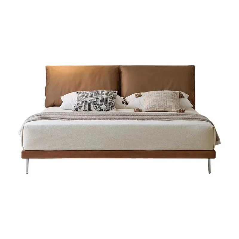 

Leather bed modern minimalist medieval style