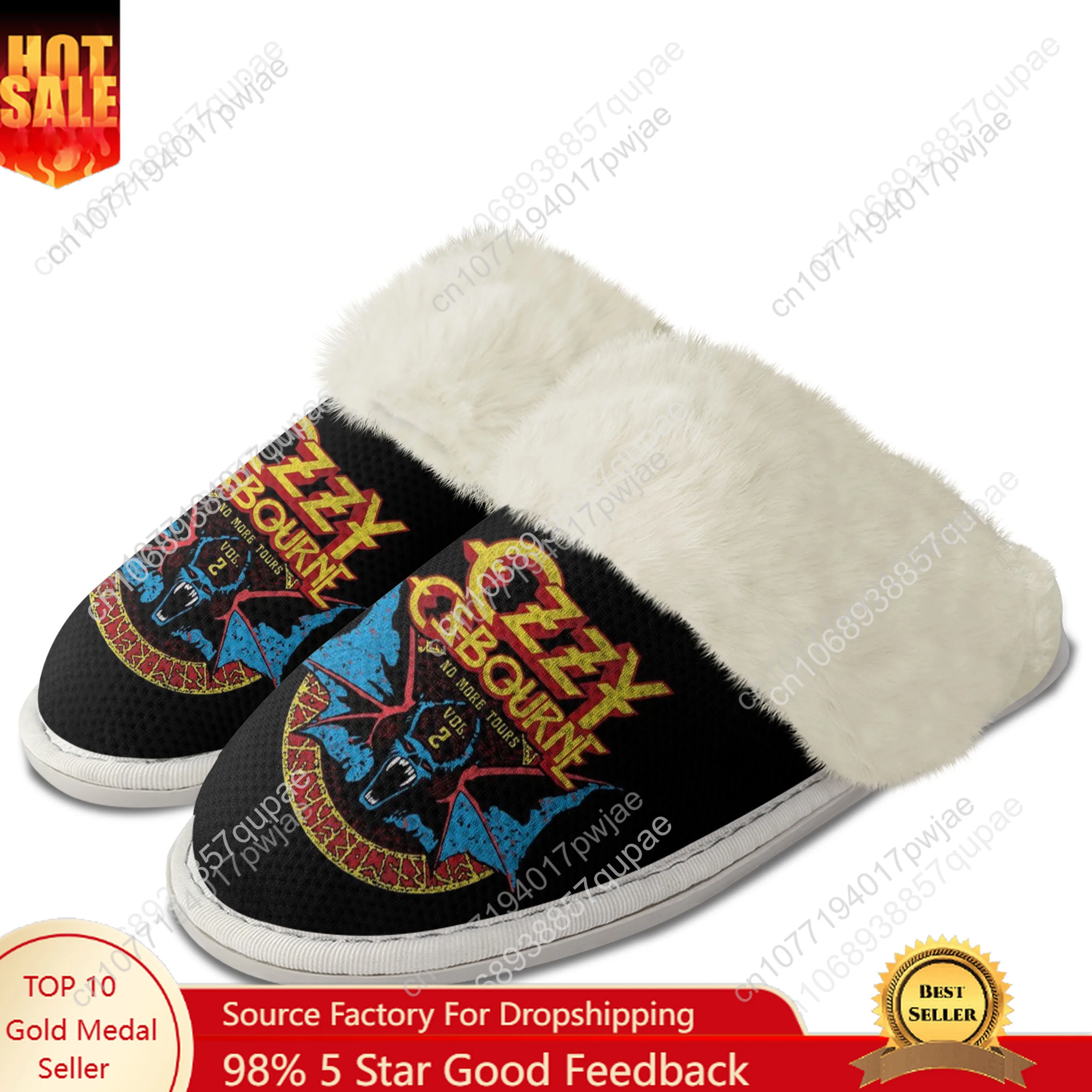 

Ozzy Rock Singer Osbourne Plush Slippers Keep Warm Shoes Mens Womens Home Cotton Bedroom Customized Thermal Lightweight Slipper