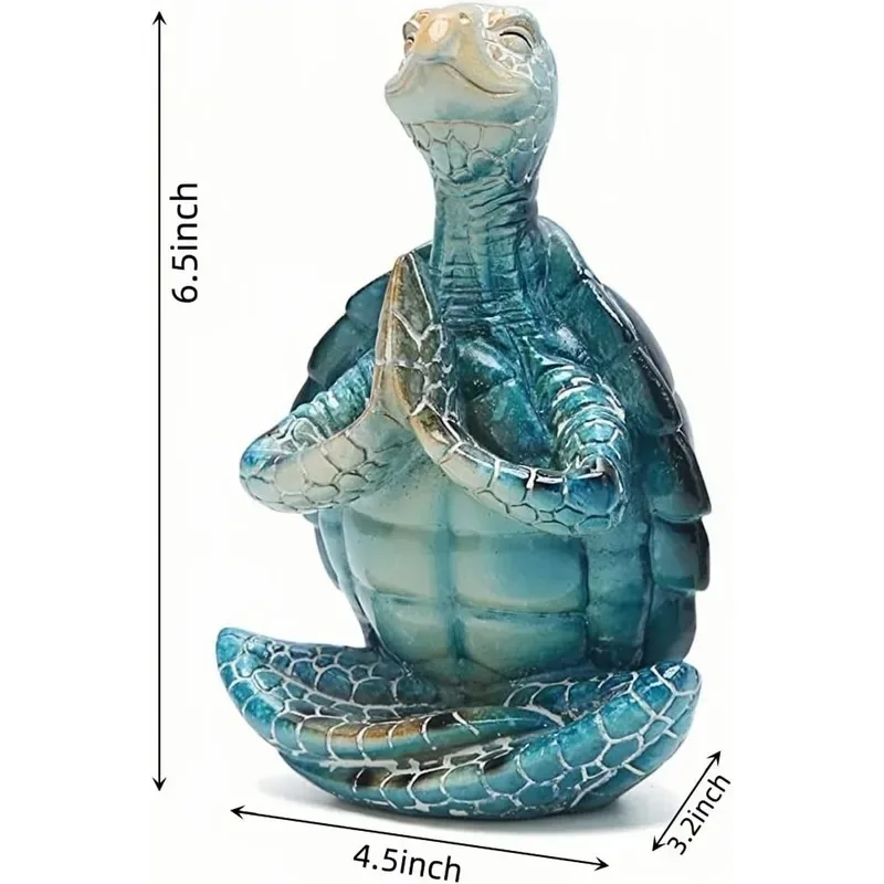 Sea Turtle Meditation Yoga Decor Garden Figurine Coastal Beach Decoration Zen Resin Statue for Home Office Palm Together