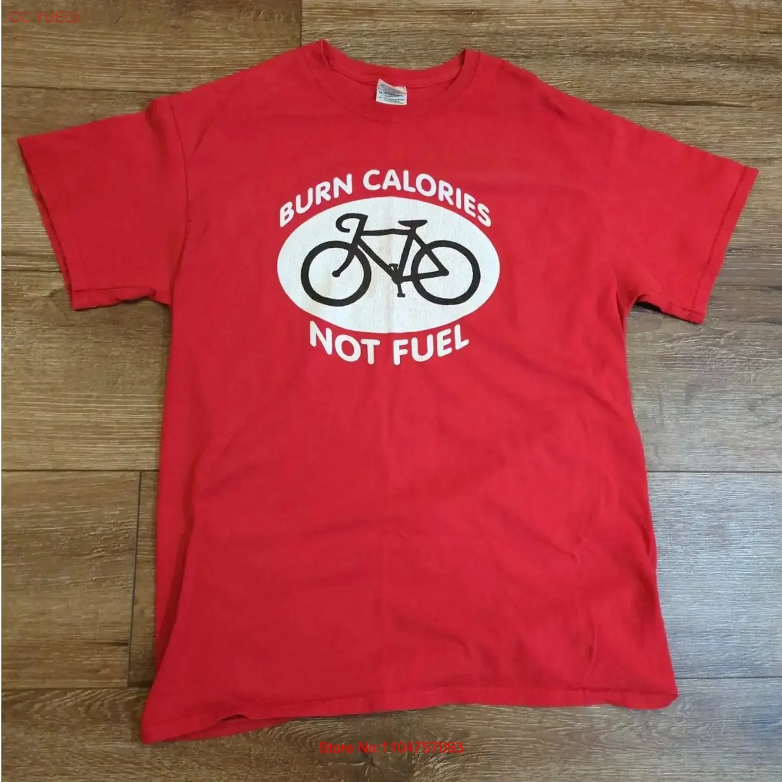 Y2K Burn Calories Not Fuel Adult Medium T Shirt Bike Bicycle Lance Armstrong Funny vintage Washed Casual Soft graphic