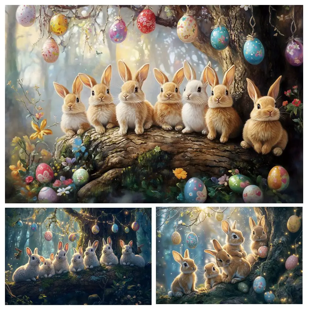 

Spring Easter Eggs Rabbits Backdrop Forest Bunny Baby Shower Birthday Party Kids Photography Background Decor Banner Photostudio