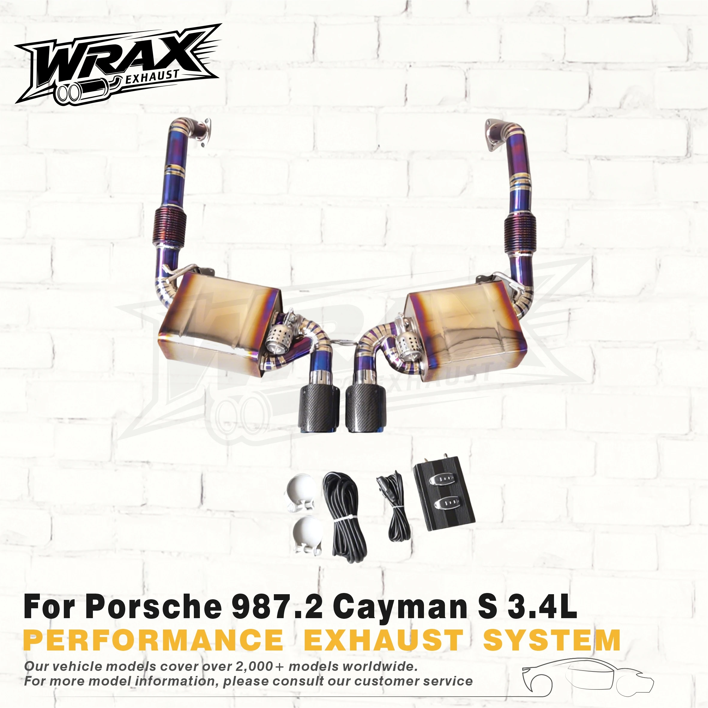

WRAX Exhaust for Porsche 987.2 Cayman S 3.4L Racing Grade Titanium Catback Baked Purple Adjustable Valve Performance Boost