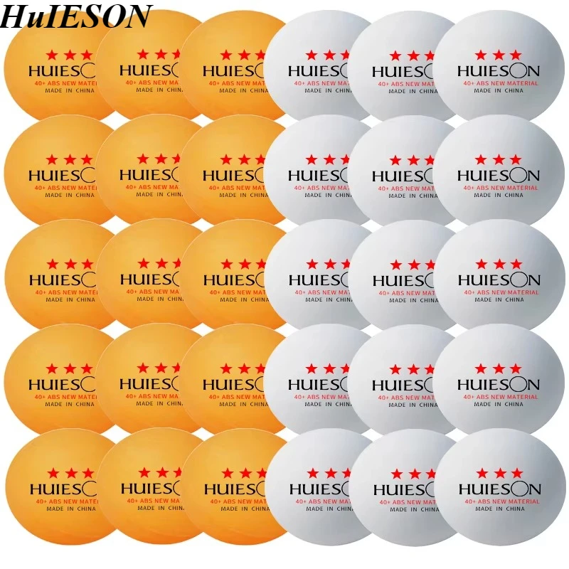 HuIESON 3Stars Table Tennis Balls 40+ ABS New Material 50/100Pcs/Bag White/Yellow PingPong Balls With High Elasticity Durability