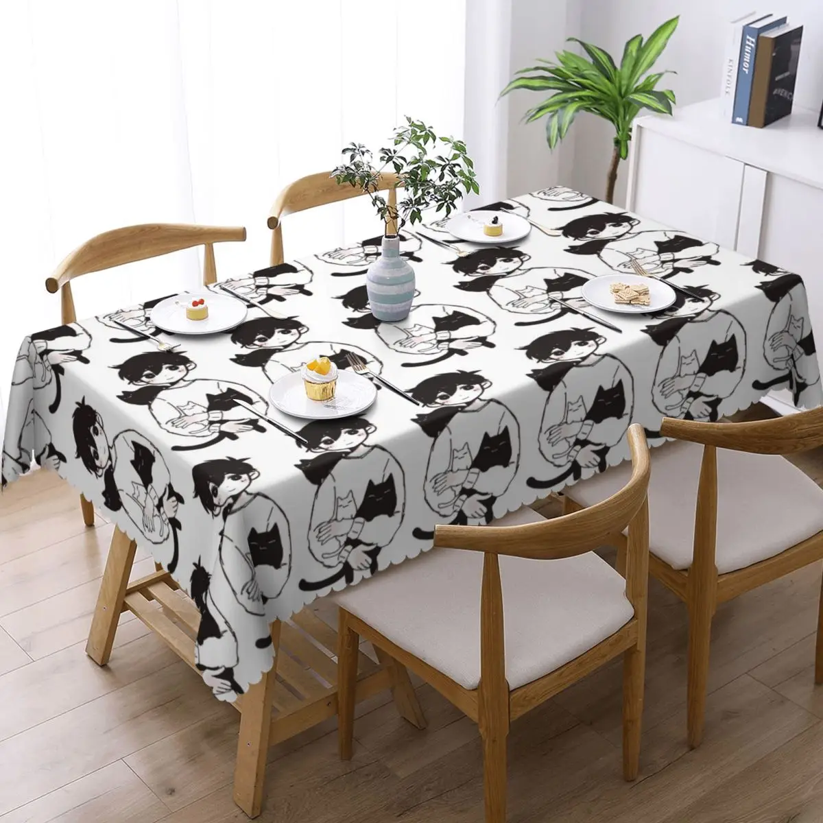 Omori Sunny And Mewo Customized Rectangular Tablecloth Waterproof Table Cover for Dining Events Table Cloth