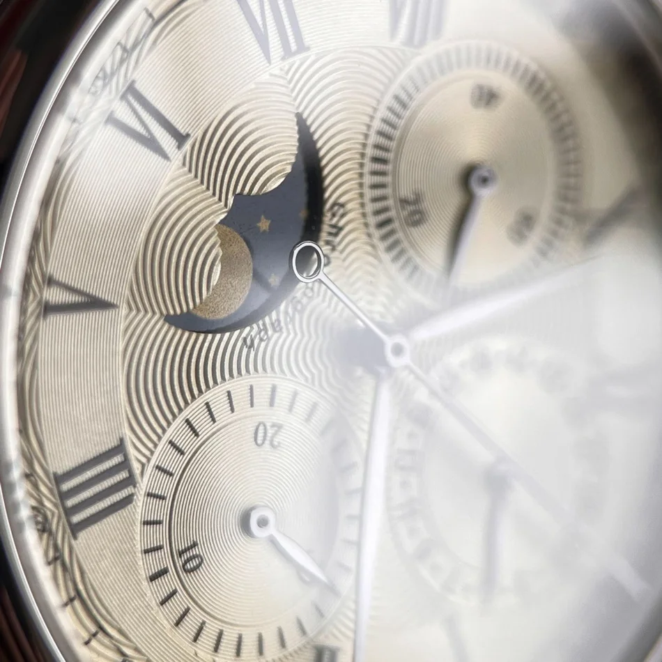 Gull Tron en Chronograph Watch Moonphase 42.5MM Manual Winding Mechanical Wristwatch ST1908 Sapphire Mirror triple Windows