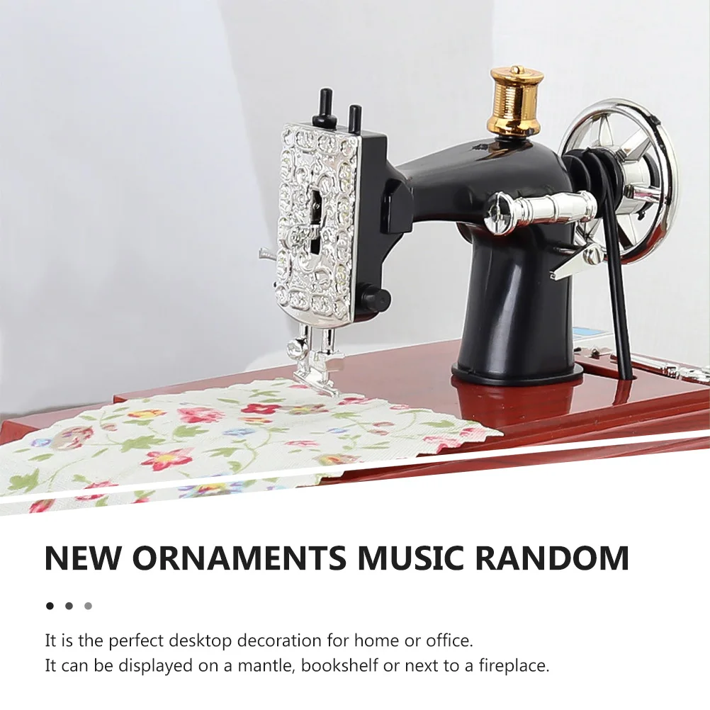 

Retro Music Box Decoration Unique Craftsmanship Plastic Desktop nament Living Room Bedroom Office Sewing Machine Clockwork