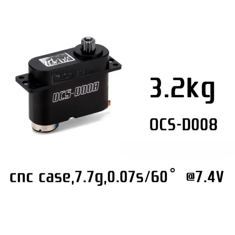 OCservo OCS-D008 7.4V 3.2kg.cm 7.7g 0.07S/60° Coreless Motor Micro Servo Metal Gear All CNC Case For Diy RC Model