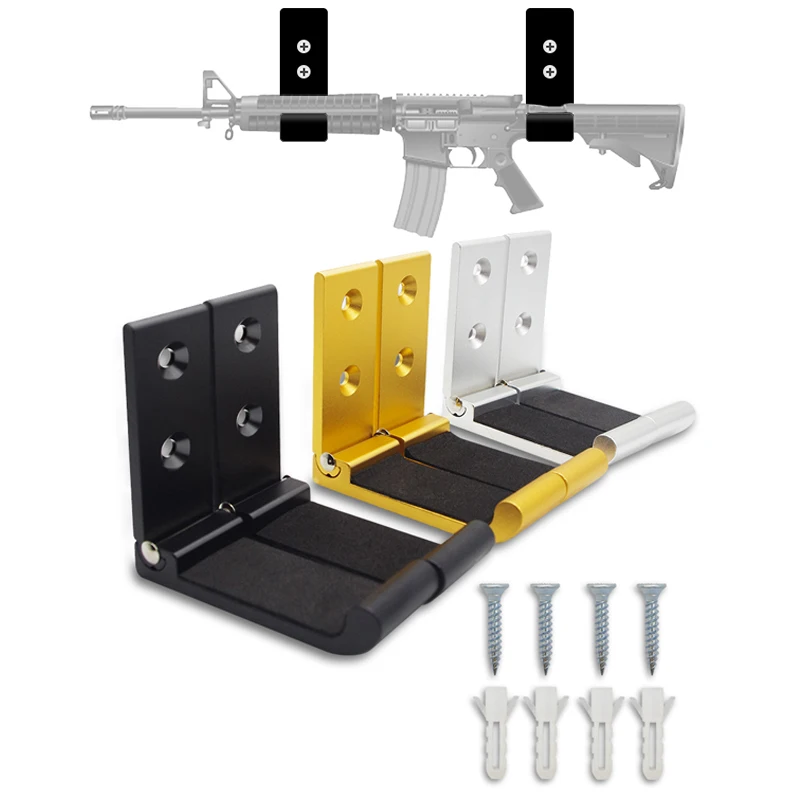 Gun Rack Wall Mount-Folding Hooks Indoor with Padding Shotgun Rifle Sword and Bow Wall Mount for AR15 AR10 M4 M16 Glock G17 G19 