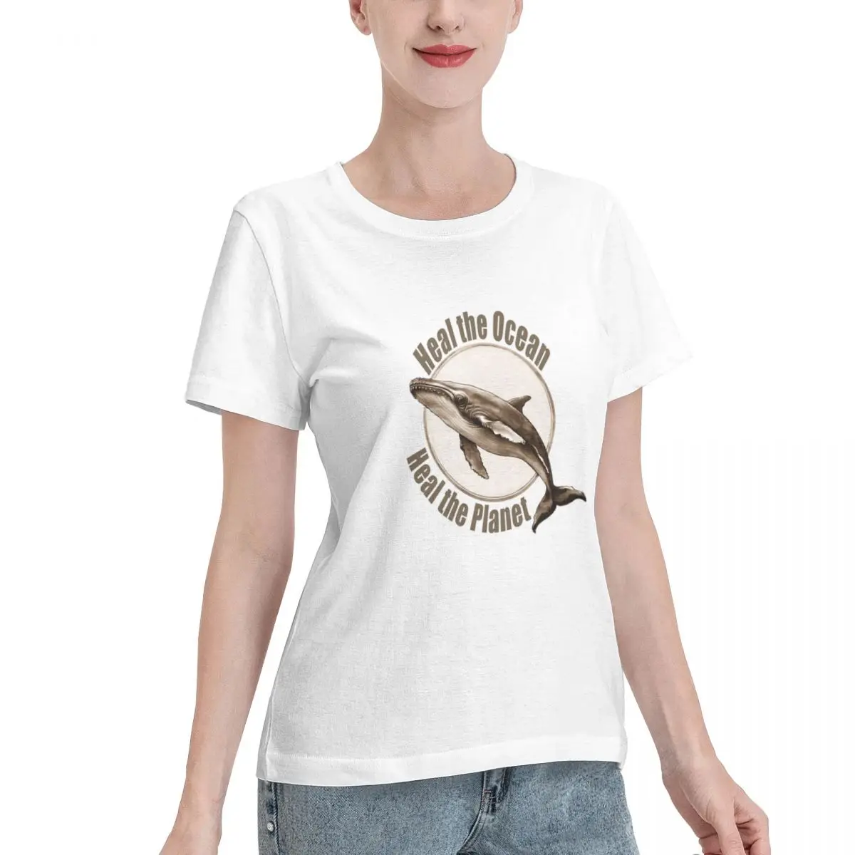 Cheap Heal The Ocean Heal The Planet Women's T-shirt Simple Chic Wholesale Blank Tee