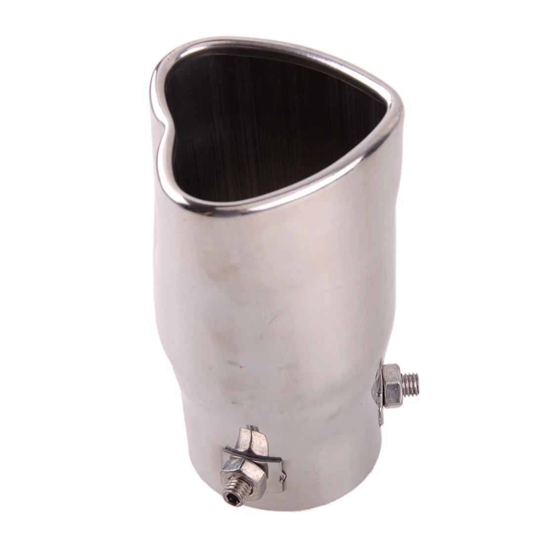 Universal Car Stainless Steel Exterior Rear Silver Heart Shape Tail Inlet Exhaust Muffler End Tip Pipe Cover