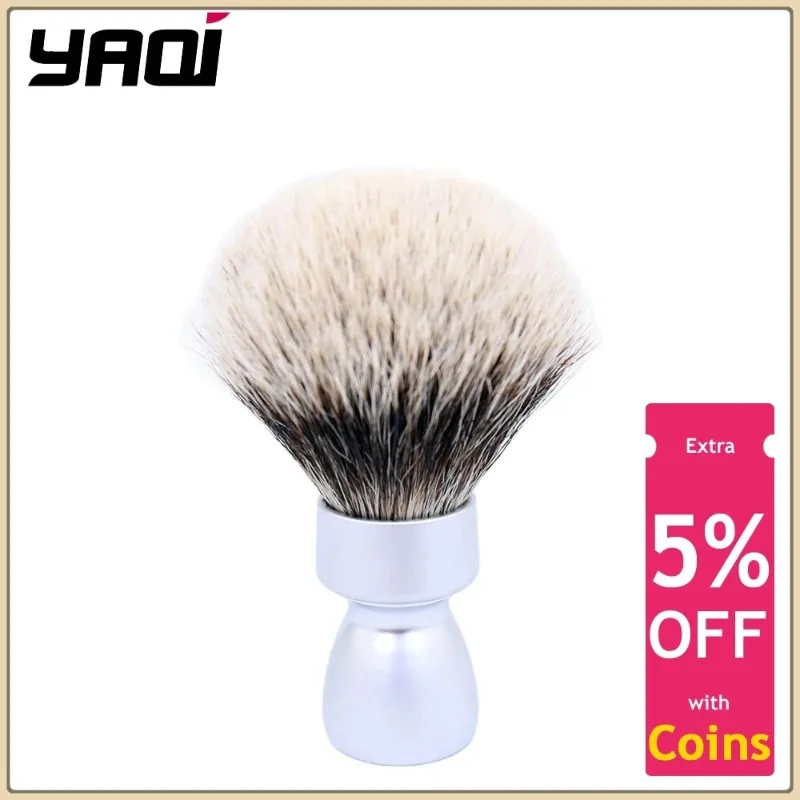 

YAQI Matte Minimalism Chrome Color Metal Handle Best Badger Hair Shaving Brush For Men Fashion Simple Travel Shaving Tool