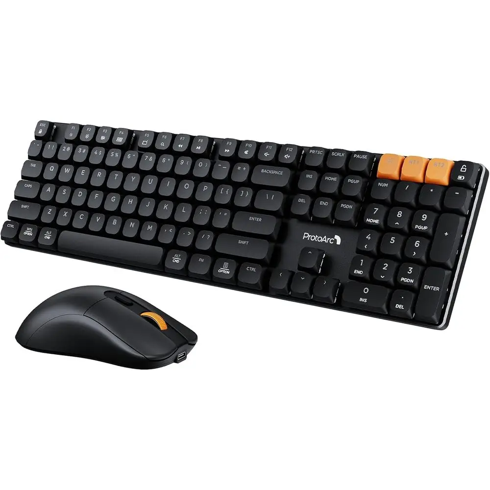

Mechanical Keyboard and Mouse Set, Wireless Rechargeable, 2.4G & Dual Bluetooth Connectivity, Linear Red Switches, Multi-Device