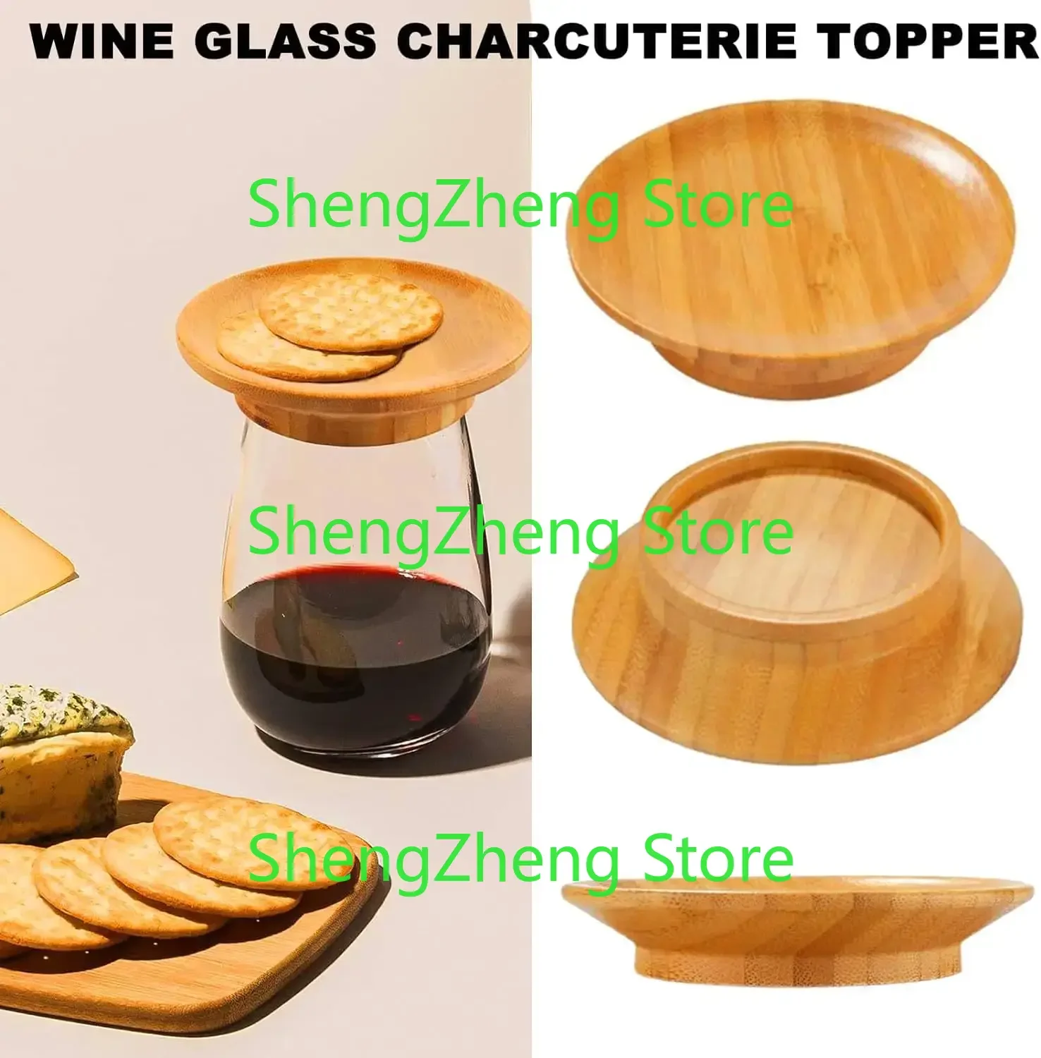 6Pcs Wine Glass Charcuterie Toppelate  Bamboo Wine Glass Charcuterie Toppers Cup Mat Bamboo Cup Lid