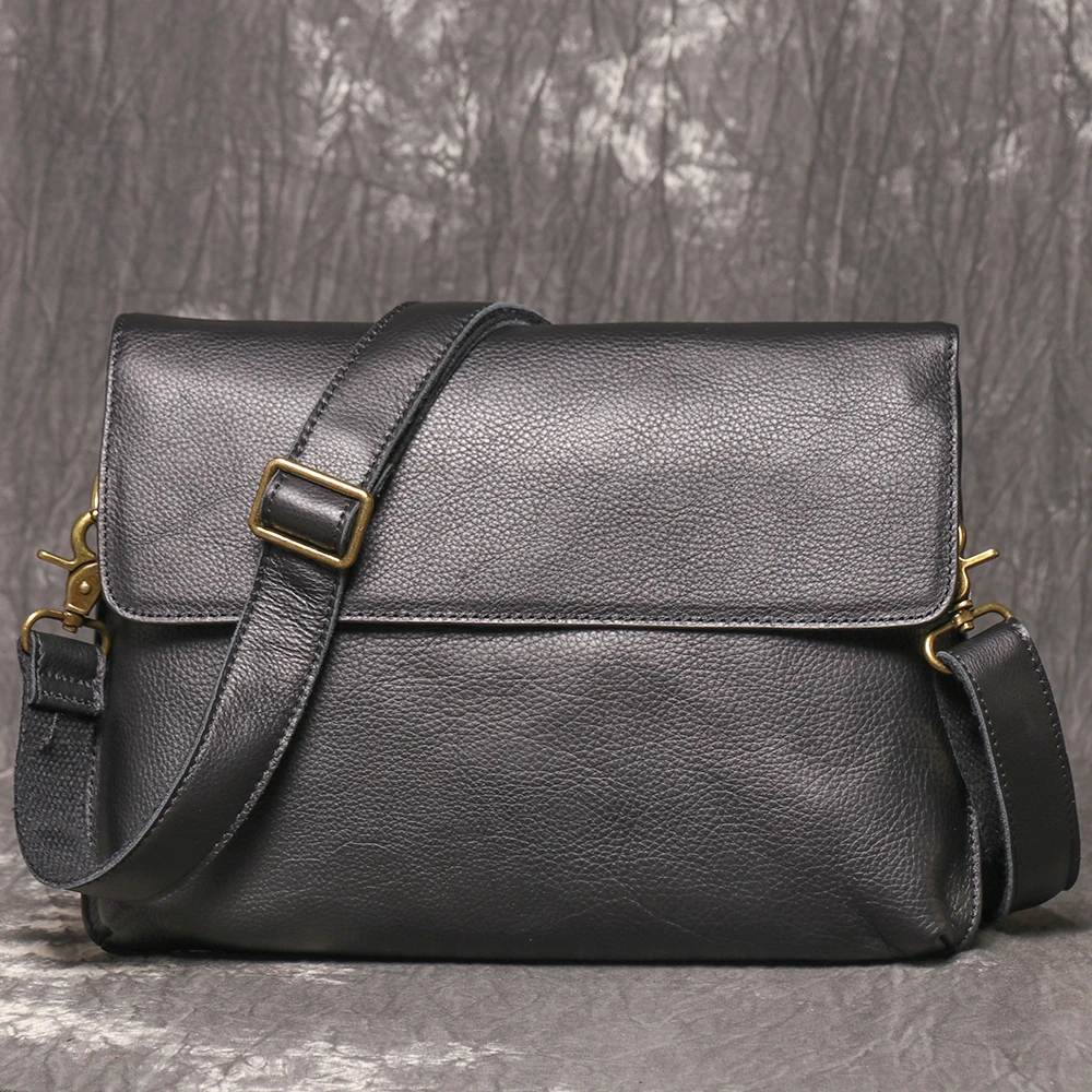 LUOKIR Vintage Echtem Leder Umhängetasche männer Mode Einfache Schulter Messenger Taschen Casual Luxury Klappe Rindsleder Kupplung Tasche – Detail 20