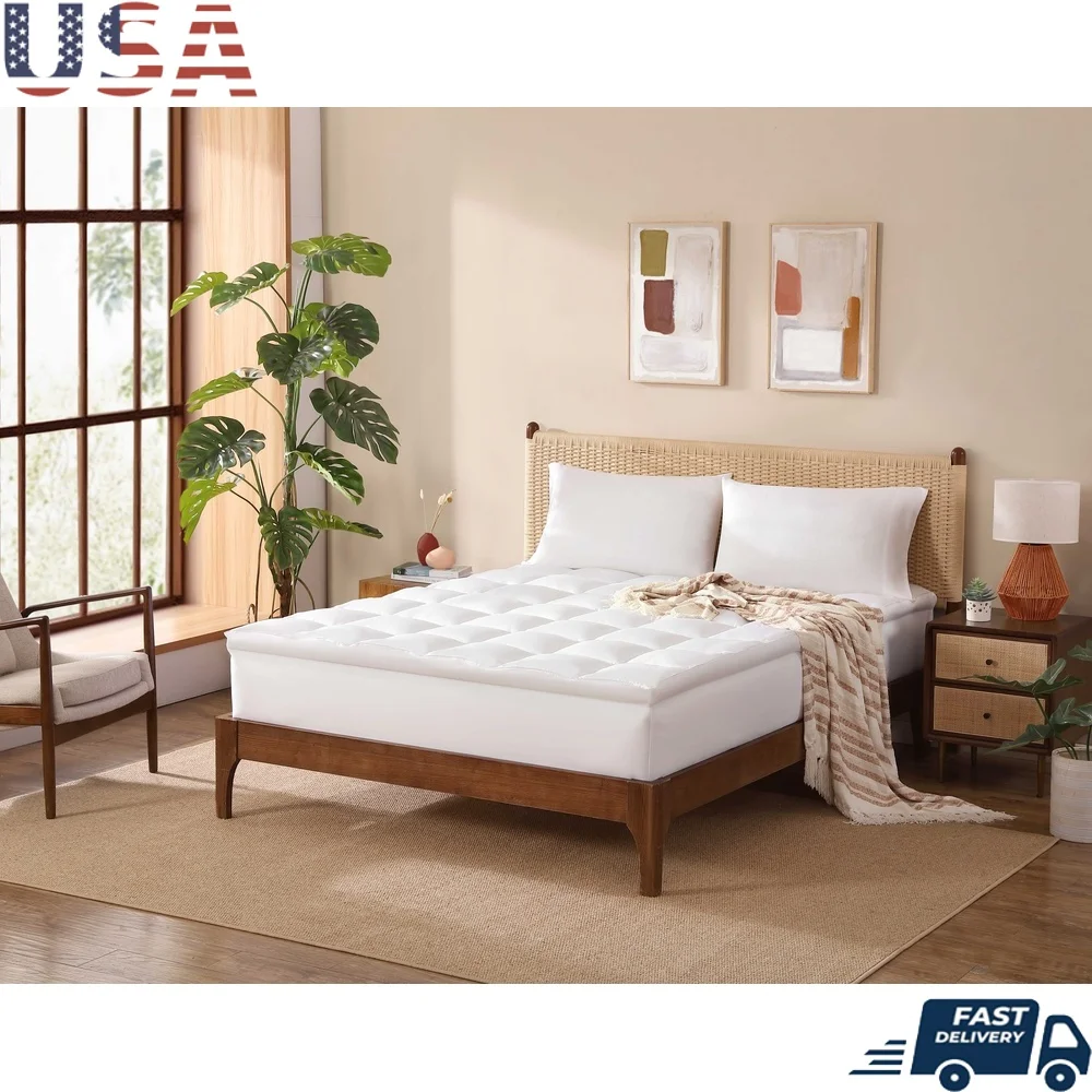 

Ultra Plush Mattress Topper Twin-XL Microban Odor Protection Machine Washable Pillow Top Down Alternative 2.5 Inch Comfort