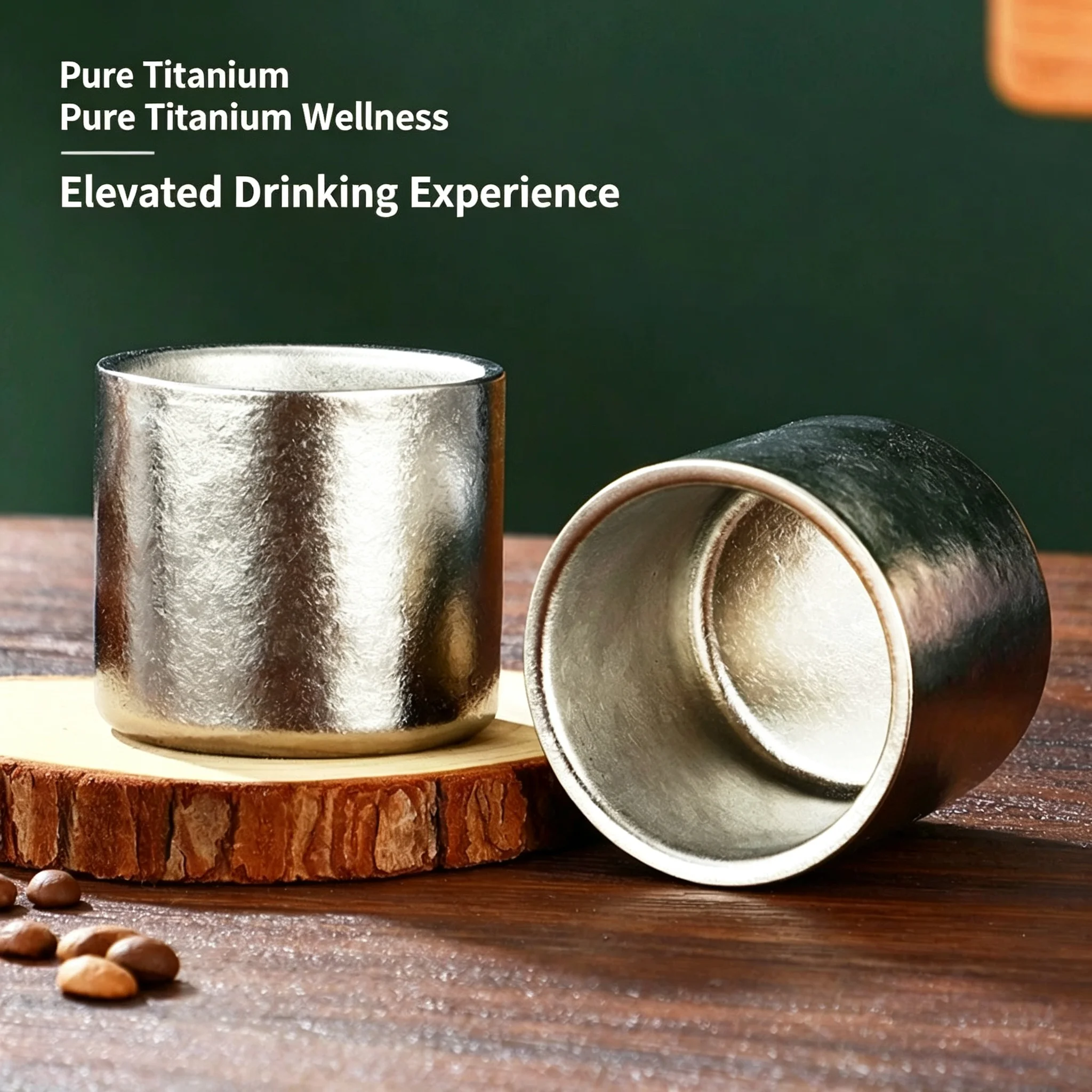 100ml Pure Titanium Crystal Double Wall Anti-scald Mug, Light Portable Antibacterial Fresh-keeping Tea Cup for Home & Outdoor