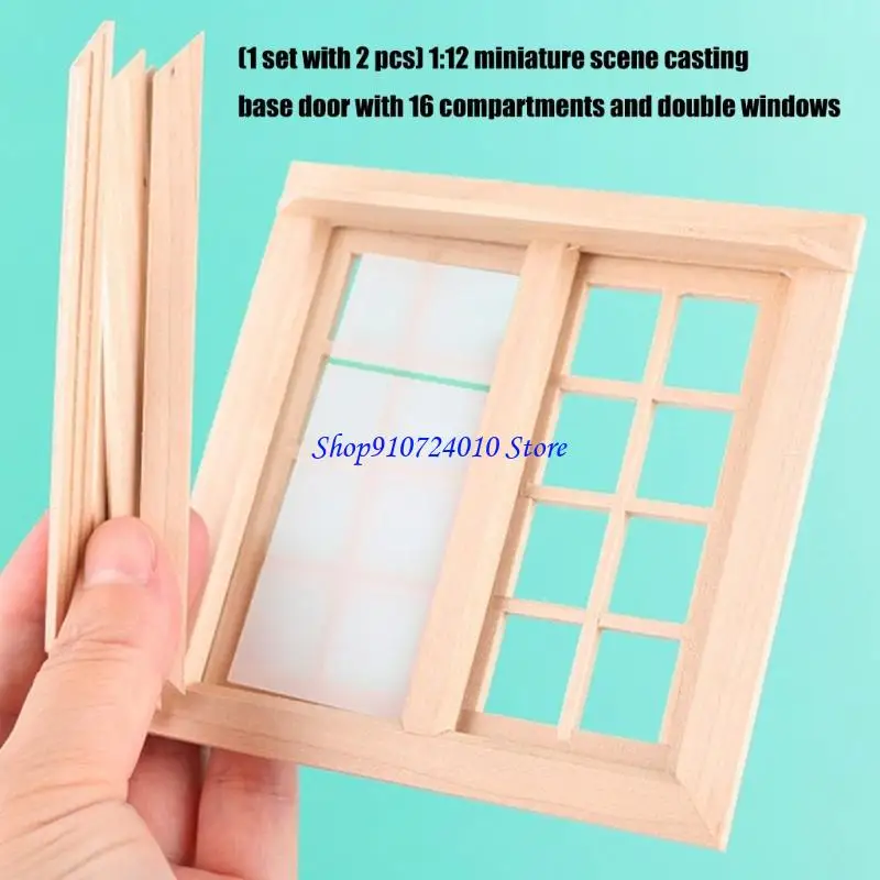 

77HD 2Piece 1/12 Doll House Window Assembly Double Opening 16 Design For Architectural Miniature Collector